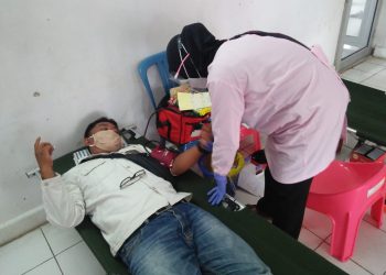 Bersama PMI, SMSI Lampura Laksanakan Baksos Donor Darah